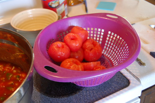 I peeled and chopped the pounds of tomatoes