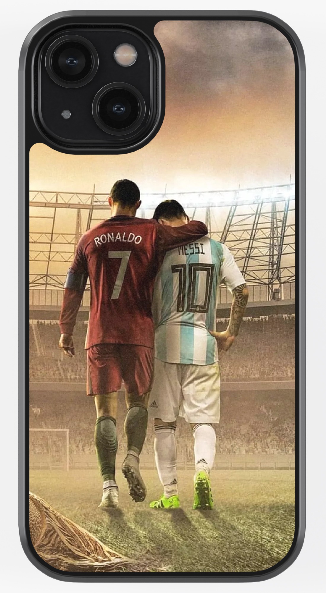 CR7 & M10 'End Of An Era' Football Art TPU Metal Case