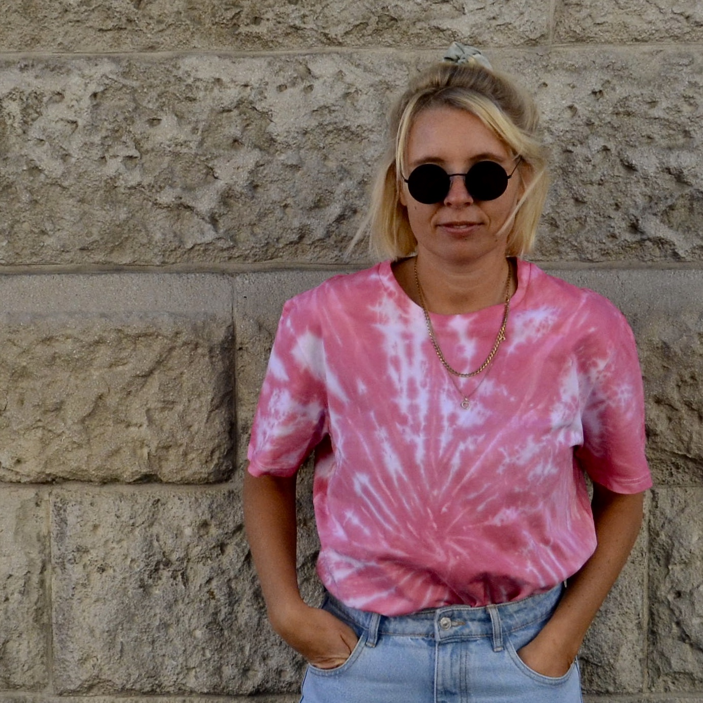 Batik / Tie-Dye Tee Magenta Code - Handmade, Organic