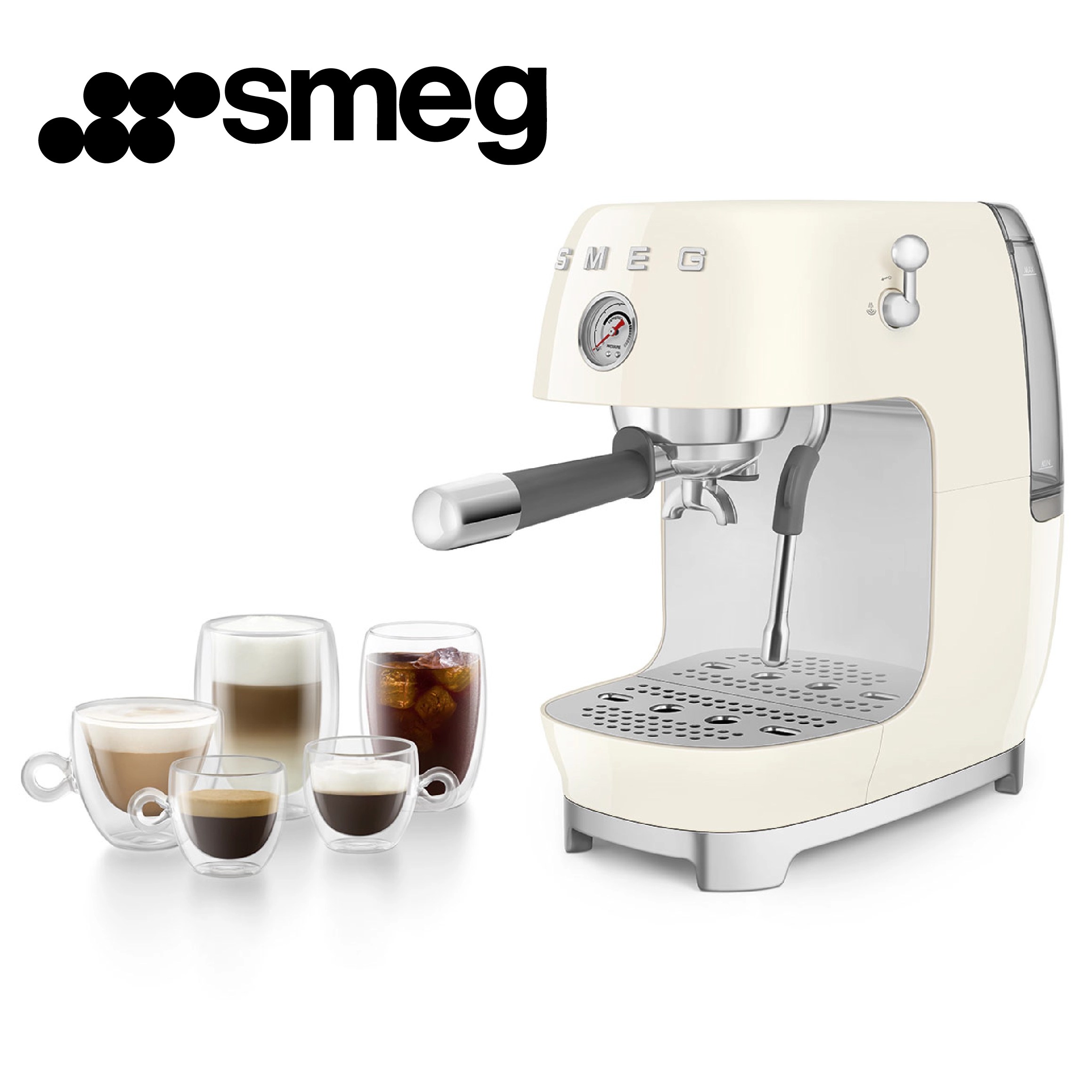 SMEG Machine à café Expresso Crème Cold Brew – Infusion à froid Esthétique Années 50 ECF03CREU