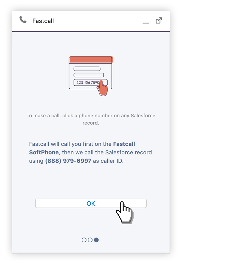 Screenshot with information on how to make a call in the Fastcall app