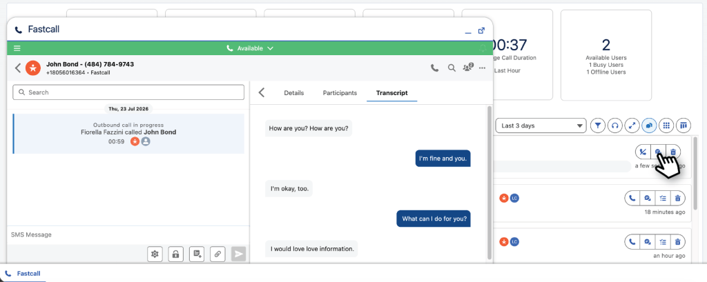 live transcription button in the panel