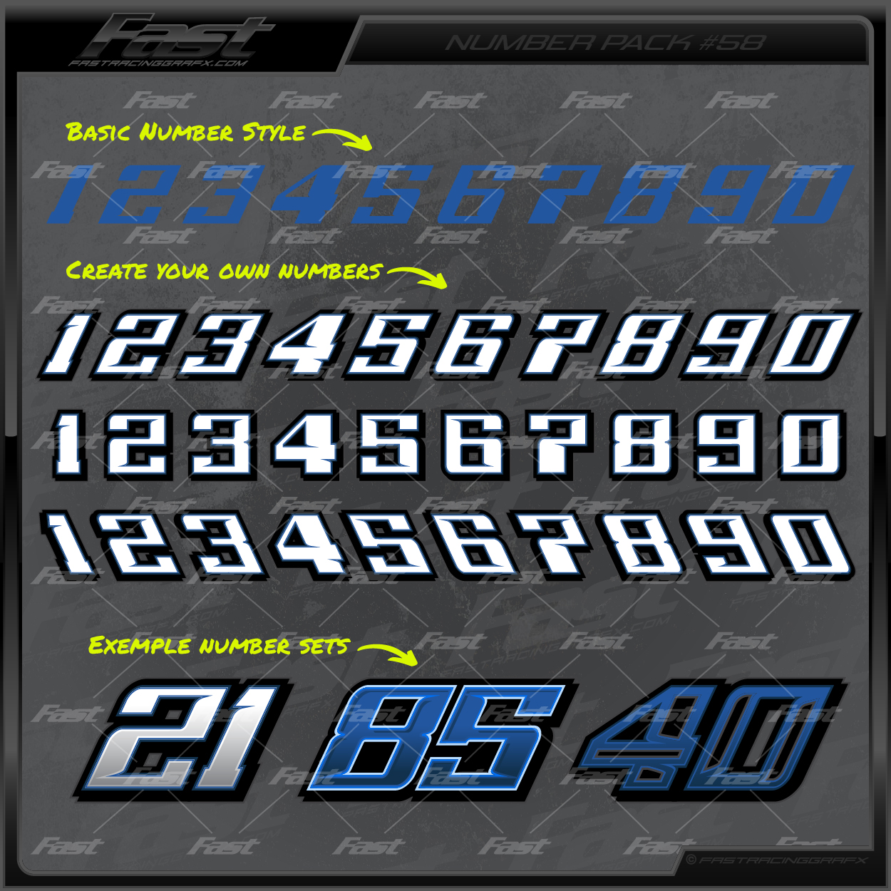 Number Pack #58 | Fast Racing Grafx