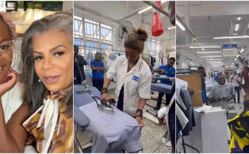 DJ Cuppy visits her mum’s grand dry cleaning factory