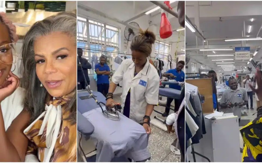 DJ Cuppy visits her mum’s grand dry cleaning factory