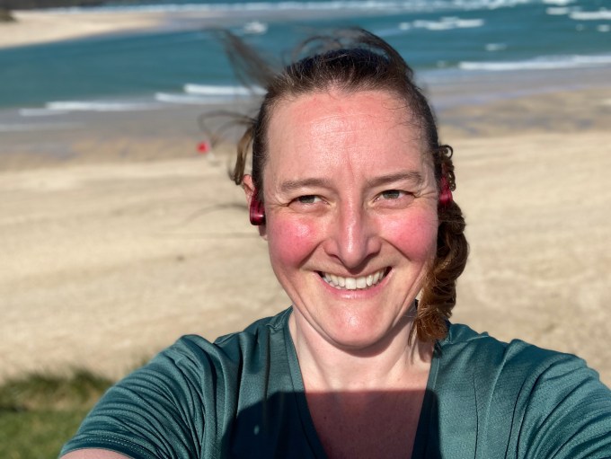 Selfie of Tamsyn on the cliffs.