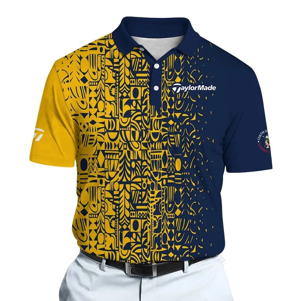 Golf 2026 Open. Yellow And Navy Pattern AOP Polo Shirt LDLO191125118