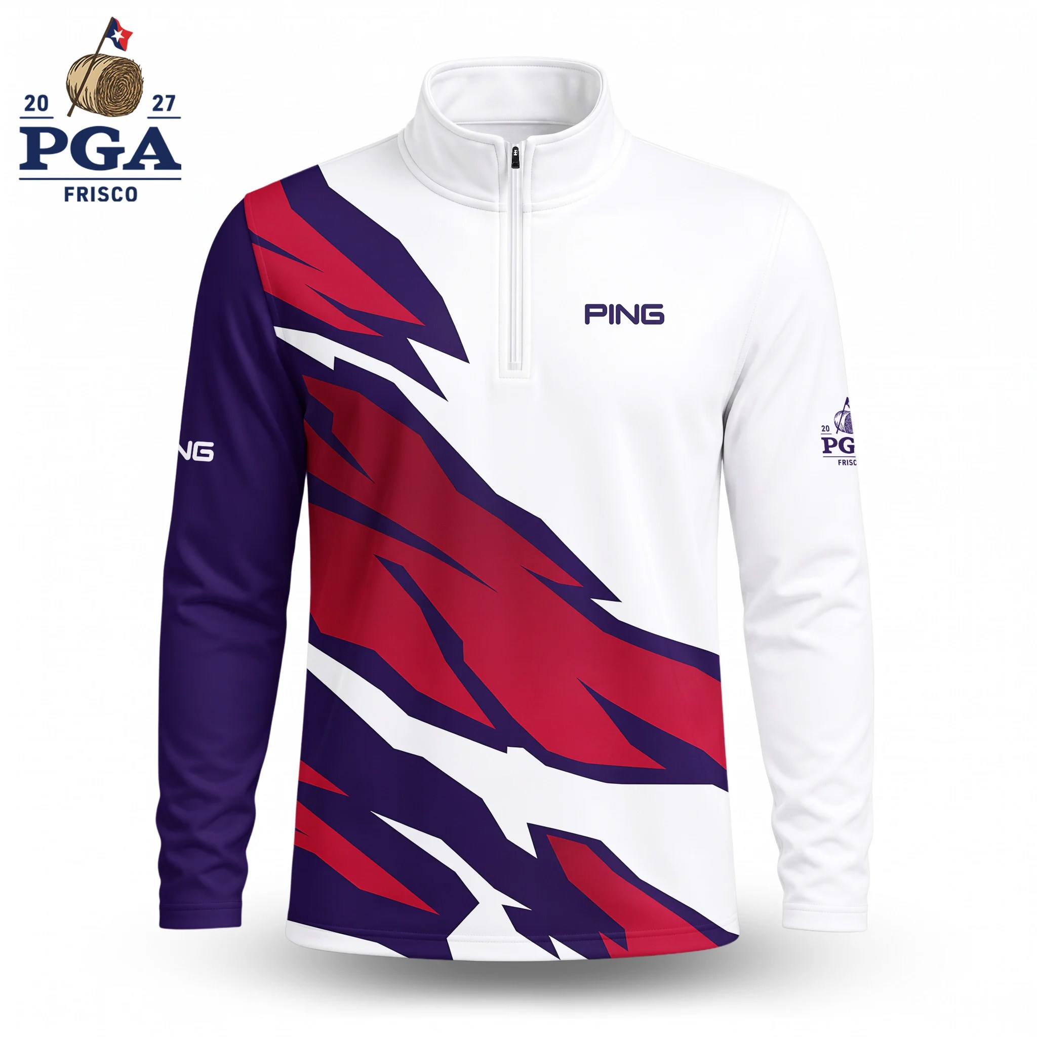 Golf 2027 PGA. Pattern AOP Quarter-zip Pullover LDLO280726239