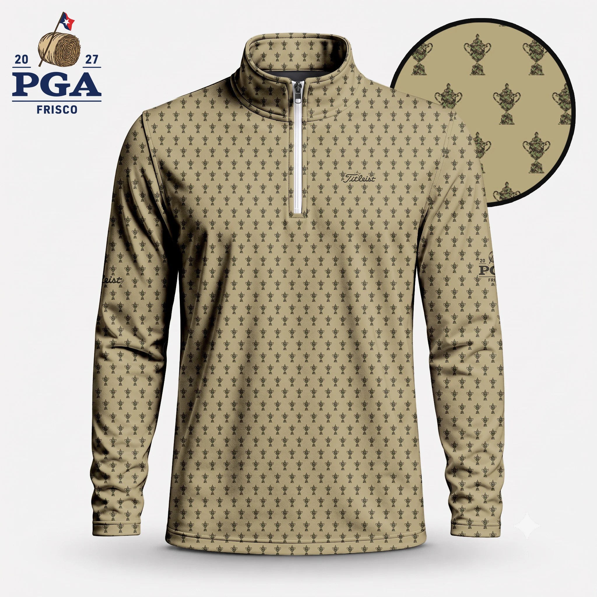 Golf 2027 PGA. Pattern AOP Quarter-zip Pullover LDLO28072636