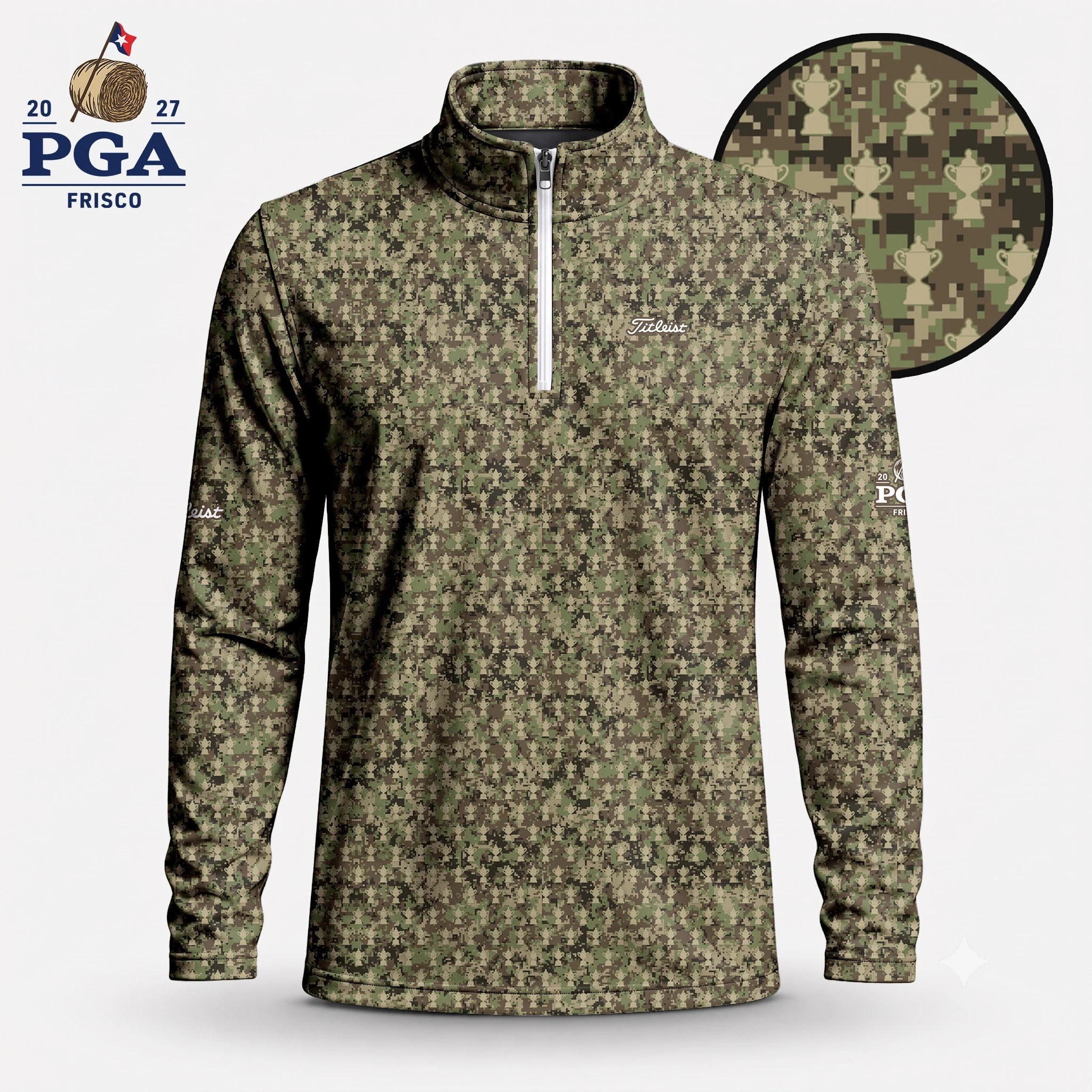 Golf 2027 PGA. Pattern AOP Quarter-zip Pullover LDLO28072646