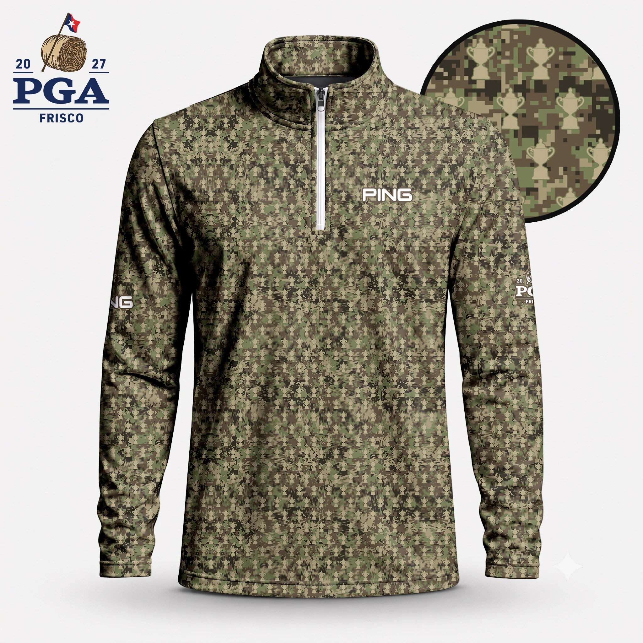 Golf 2027 PGA. Pattern AOP Quarter-zip Pullover LDLO28072649