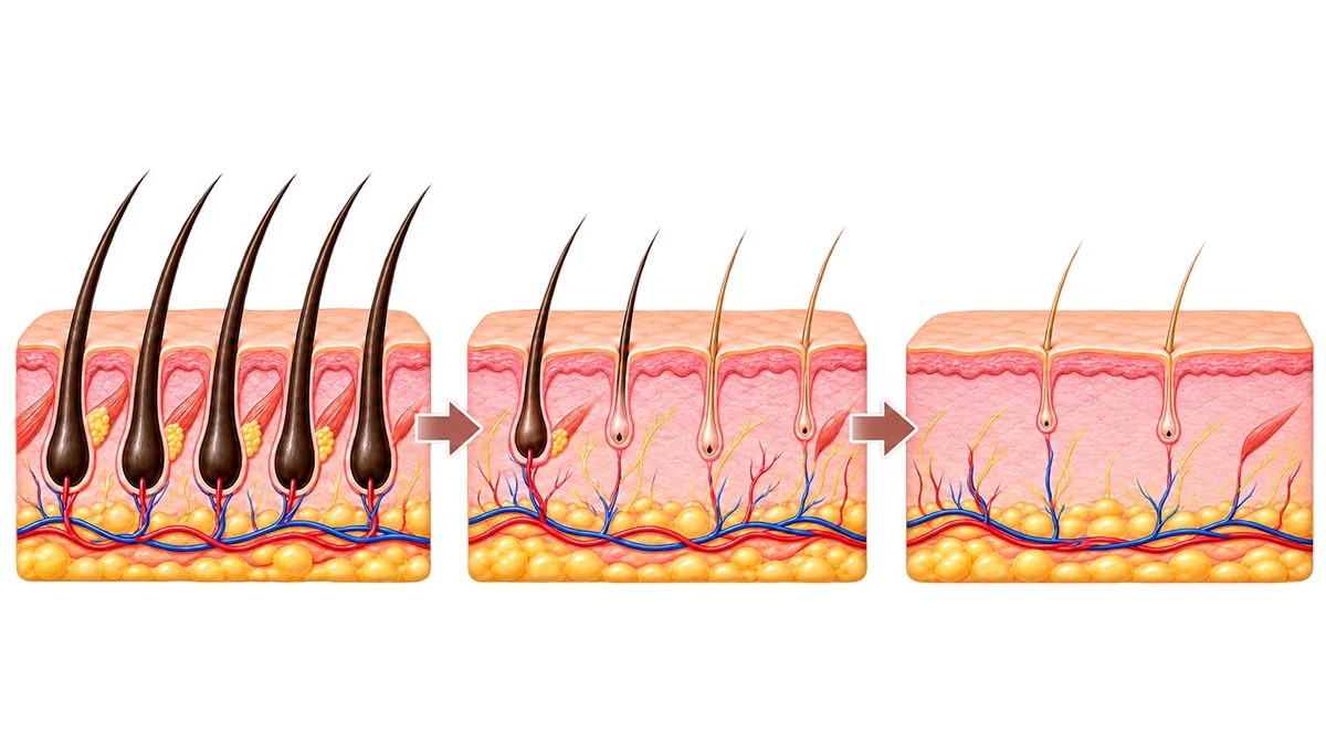 Three-Stage Hair Reduction Progression