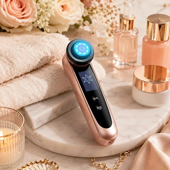 FAUSTINA RF 5-in-1 radio frequency beauty device with LED and cooling skincare modes