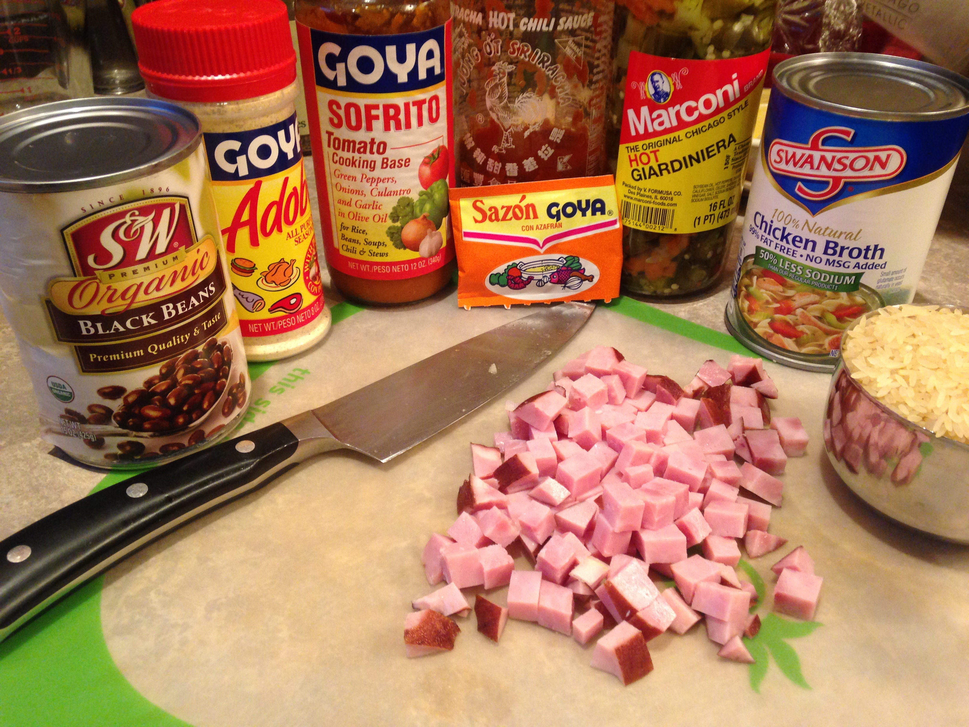 Ingredients for puerto rican rice and beans ; Puerto Rican Red Or Black Beans And Rice Faux Chef For Five