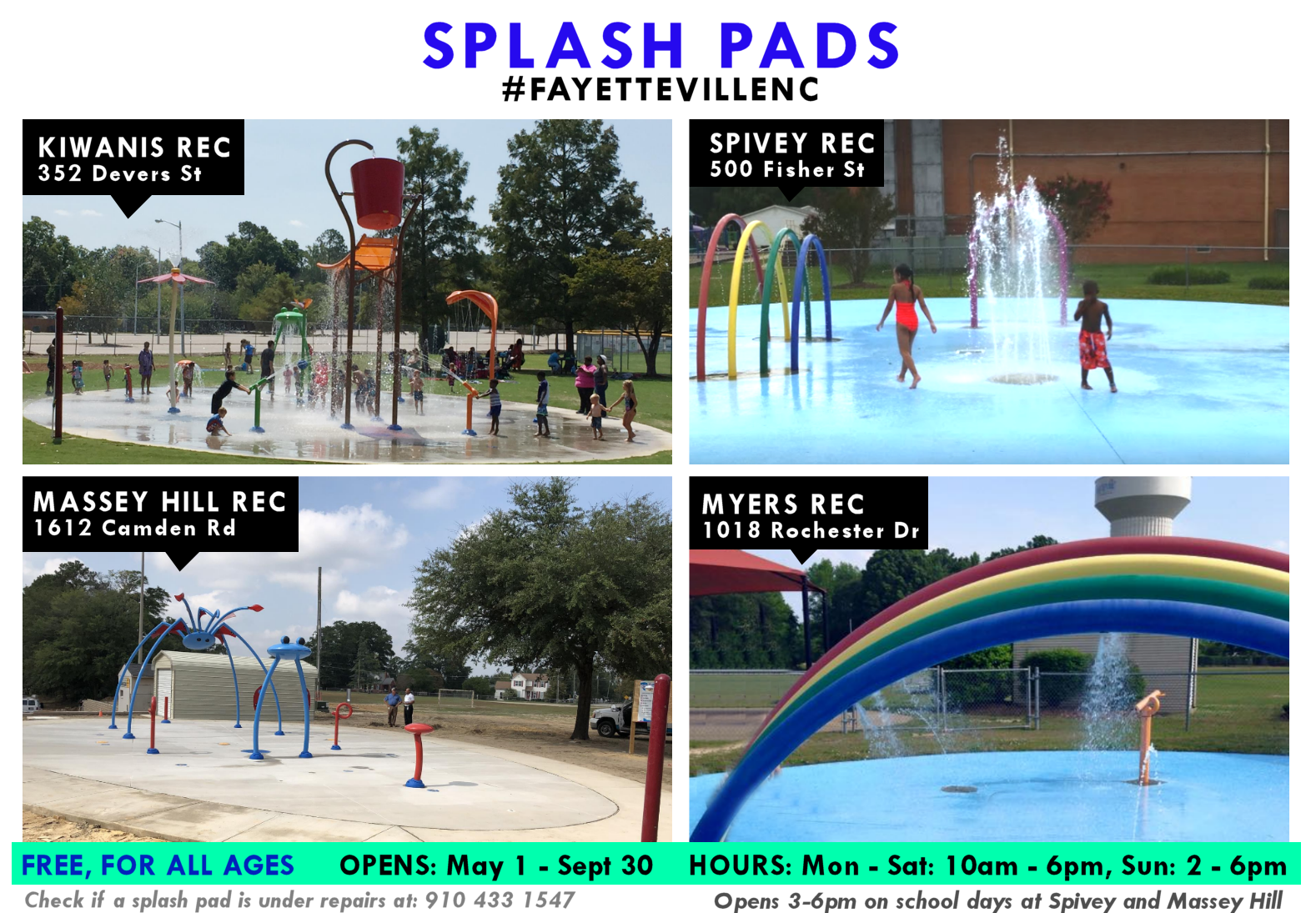 2018 List of Swimming Locations near Fayetteville, NC