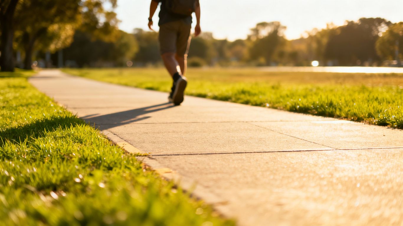 Pedestrian pathway with a person walking safely.
