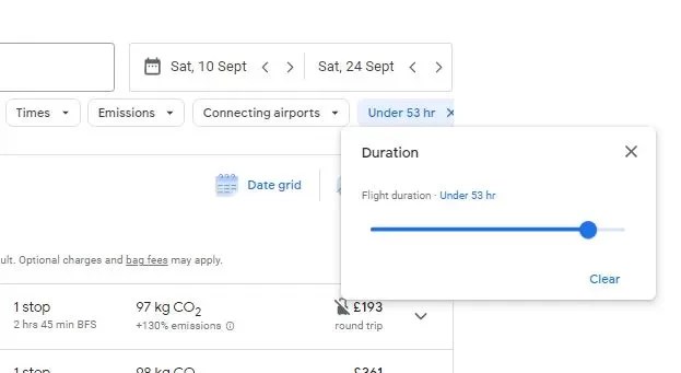 flight duration
