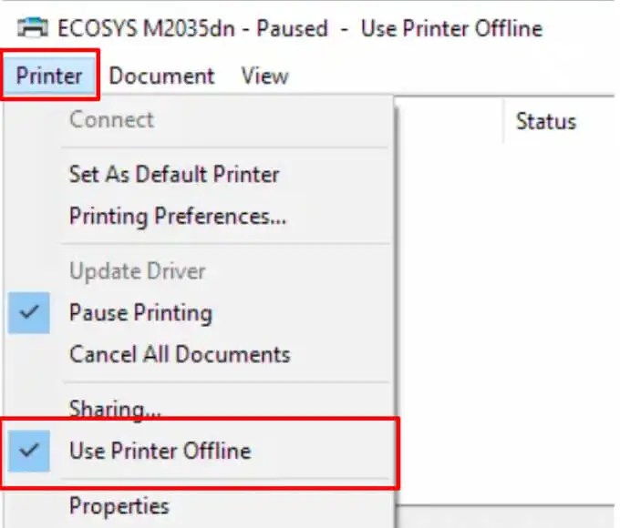 offline printer