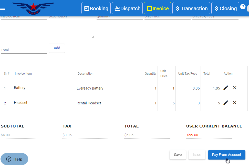 Create and Pay Invoice
