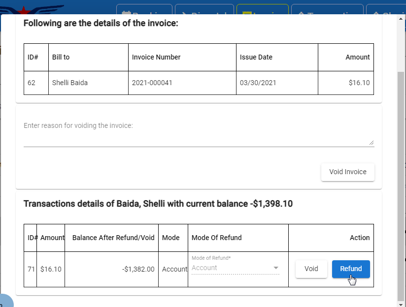 Refund Transaction