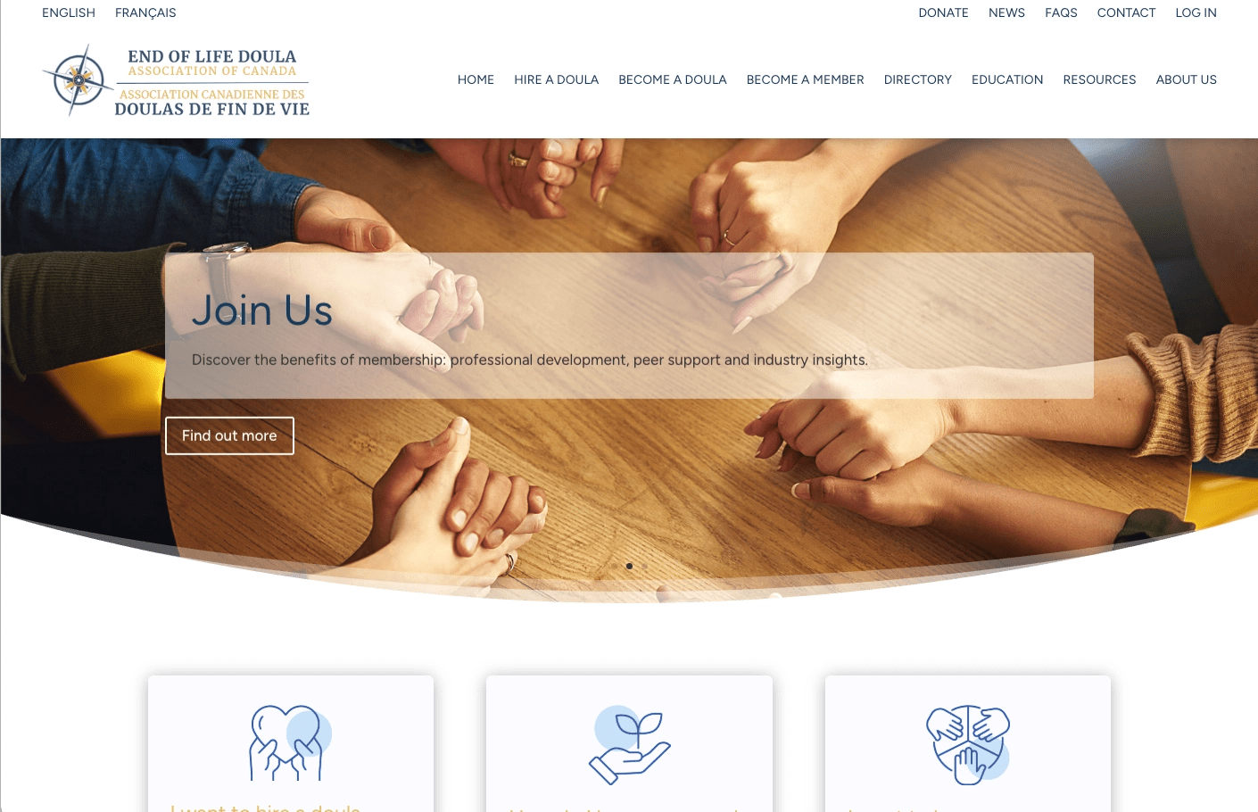 French and English Membership websites for a professional college organization