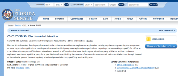 SB 90 is awaiting the signature of Governor DeSantis