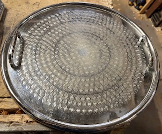 Vintage Ranleigh, Australian made stainless steel round tray, 33cm diam (RR249MS) $65 salvaged vintage recycled, demolition, reproduction, restoration, home renovation secondhand, used , original, old, reclaimed, heritage, antique, victorian, art nouveau edwardian georgian art deco