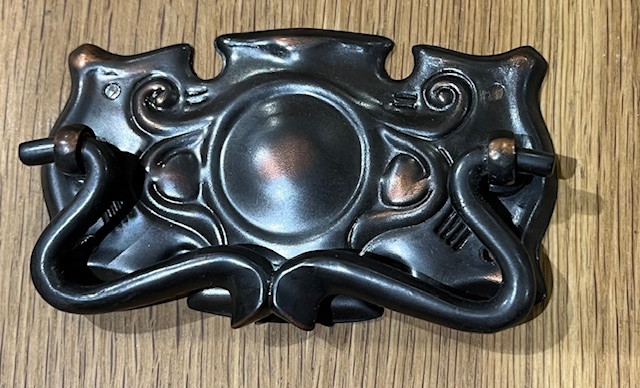 Antique copper, pressed metal Art Nouveau style, unused drawer pulls, 3 available, 9 x 5cm (H698) $12 each salvaged vintage recycled, demolition, reproduction, restoration, home renovation secondhand, used , original, old, reclaimed, heritage, antique, victorian, art nouveau edwardian georgian art deco
