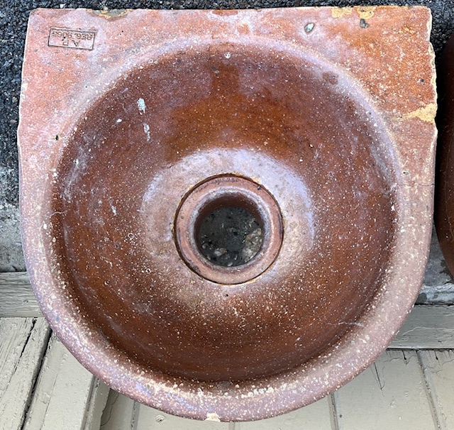 Ceramic glazed outdoor domestic sink, 47 x 47cm (H709) $165 salvaged vintage recycled, demolition, reproduction, restoration, home renovation secondhand, used , original, old, reclaimed, heritage, antique, victorian, art nouveau edwardian georgian art deco