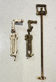 Cord hopper window winders, long winder is 38cm H (H743) $85 each salvaged vintage recycled, demolition, reproduction, restoration, home renovation secondhand, used , original, old, reclaimed, heritage, antique, victorian, art nouveau edwardian georgian art deco