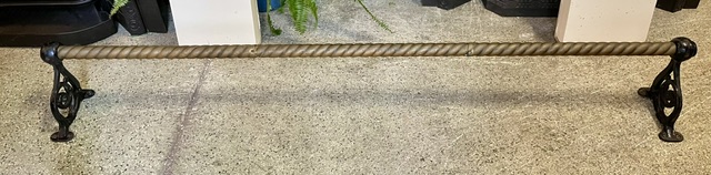 Bar foot rail, twisty brass and cast iron, 1785mm long x 230mm high x 190mm deep (RR293) $275 salvaged vintage recycled, demolition, reproduction, restoration, home renovation secondhand, used , original, old, reclaimed, heritage, antique, victorian, art nouveau edwardian georgian art deco