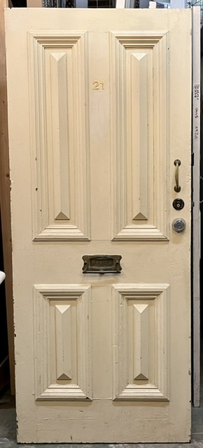 'Cricket bat' solid timber front door, H 2087 x W 857 x D 40mm (D361) $645 salvaged vintage recycled, demolition, reproduction, restoration, home renovation secondhand, used , original, old, reclaimed, heritage, antique, victorian, art nouveau edwardian georgian art deco