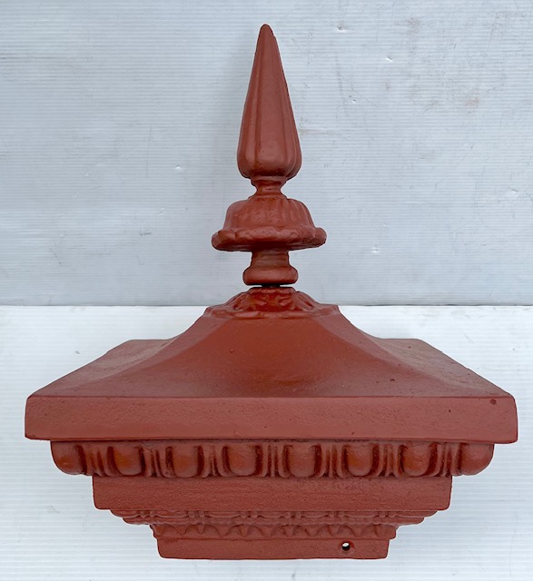 Large original cast iron gate post top, blasted and primed, 280 x 280mm, height 410mm (G74) $245 salvaged vintage recycled, demolition, reproduction, restoration, home renovation secondhand, used , original, old, reclaimed, heritage, antique, victorian, art nouveau edwardian georgian art deco