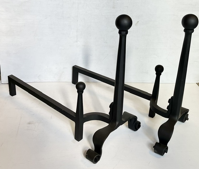 Cast iron pair of fire dogs, H 420 x W 240 x D 500mm (F470) $150 pair salvaged vintage recycled, demolition, reproduction, restoration, home renovation secondhand, used , original, old, reclaimed, heritage, antique, victorian, art nouveau edwardian georgian art deco