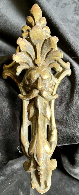 Handlebar moustache brass door knocker, 23cm high x 7cm projection (H770) $125 salvaged vintage recycled, demolition, reproduction, restoration, home renovation secondhand, used , original, old, reclaimed, heritage, antique, victorian, art nouveau edwardian georgian art deco