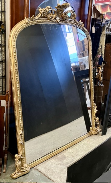 Victorian gilt timber mirror with ornate scroll work, extra large at 1635mm across the base, 1750mm high (D376) $3800 salvaged vintage recycled, demolition, reproduction, restoration, home renovation secondhand, used , original, old, reclaimed, heritage, antique, victorian, art nouveau edwardian georgian art deco