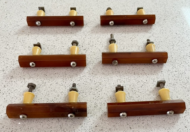 Art Deco bakelite cabinet handles/drawer pulls, 70mm W x 25mm projection (H778) $120 set of 6 handles salvaged vintage recycled, demolition, reproduction, restoration, home renovation secondhand, used , original, old, reclaimed, heritage, antique, victorian, art nouveau edwardian georgian art deco