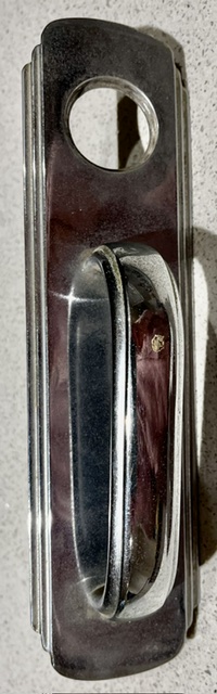 Polished nickel front door handle, H 230mm x projection 45mm (H789) $55 salvaged vintage recycled, demolition, reproduction, restoration, home renovation secondhand, used , original, old, reclaimed, heritage, antique, victorian, art nouveau edwardian georgian art deco