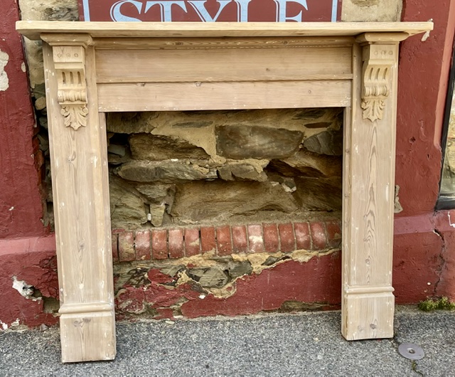 Original raw timber Edwardian timber mantel, top shelf 1457 x 220mm, height 1260mm, outer leg 1363mm, opening H 970 x W 945mm, matches M347 (M348) $745 salvaged vintage recycled, demolition, reproduction, restoration, home renovation secondhand, used , original, old, reclaimed, heritage, antique, victorian, art nouveau edwardian georgian art deco