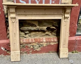 Original raw timber Edwardian timber mantel, top shelf 1440 x 230mm, height 1240mm, outer leg 1350mm, opening 940 x 940mm, matches M348 (M347) $745 salvaged vintage recycled, demolition, reproduction, restoration, home renovation secondhand, used , original, old, reclaimed, heritage, antique, victorian, art nouveau edwardian georgian art deco
