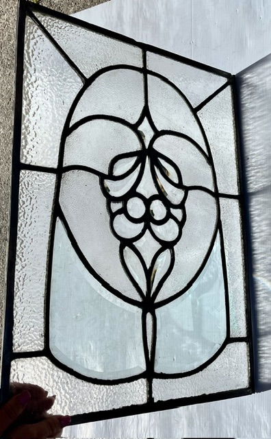 New clear textured leadlight panel, made in SA, H 545 x W 410mm (LL406 FOZI) $365 salvaged, vintage recycled, demolition, reproduction, restoration, home renovation secondhand, used , original, old, reclaimed, heritage, antique, victorian, art nouveau edwardian, georgian, art deco