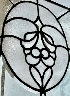 Detail of new clear textured leadlight panel, made in SA, H 545 x W 410mm (LL406 FOZI) $365 salvaged, vintage recycled, demolition, reproduction, restoration, home renovation secondhand, used , original, old, reclaimed, heritage, antique, victorian, art nouveau edwardian, georgian, art deco