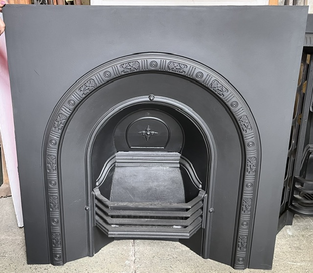 'Model 186A' original arched Victorian cast iron fire insert, fully restored by Feds, 965 x 965mm (F491) $825 salvaged vintage recycled, demolition, reproduction, restoration, home renovation secondhand, used , original, old, marble, reclaimed, heritage, antique, victorian, art nouveau edwardian georgian art deco