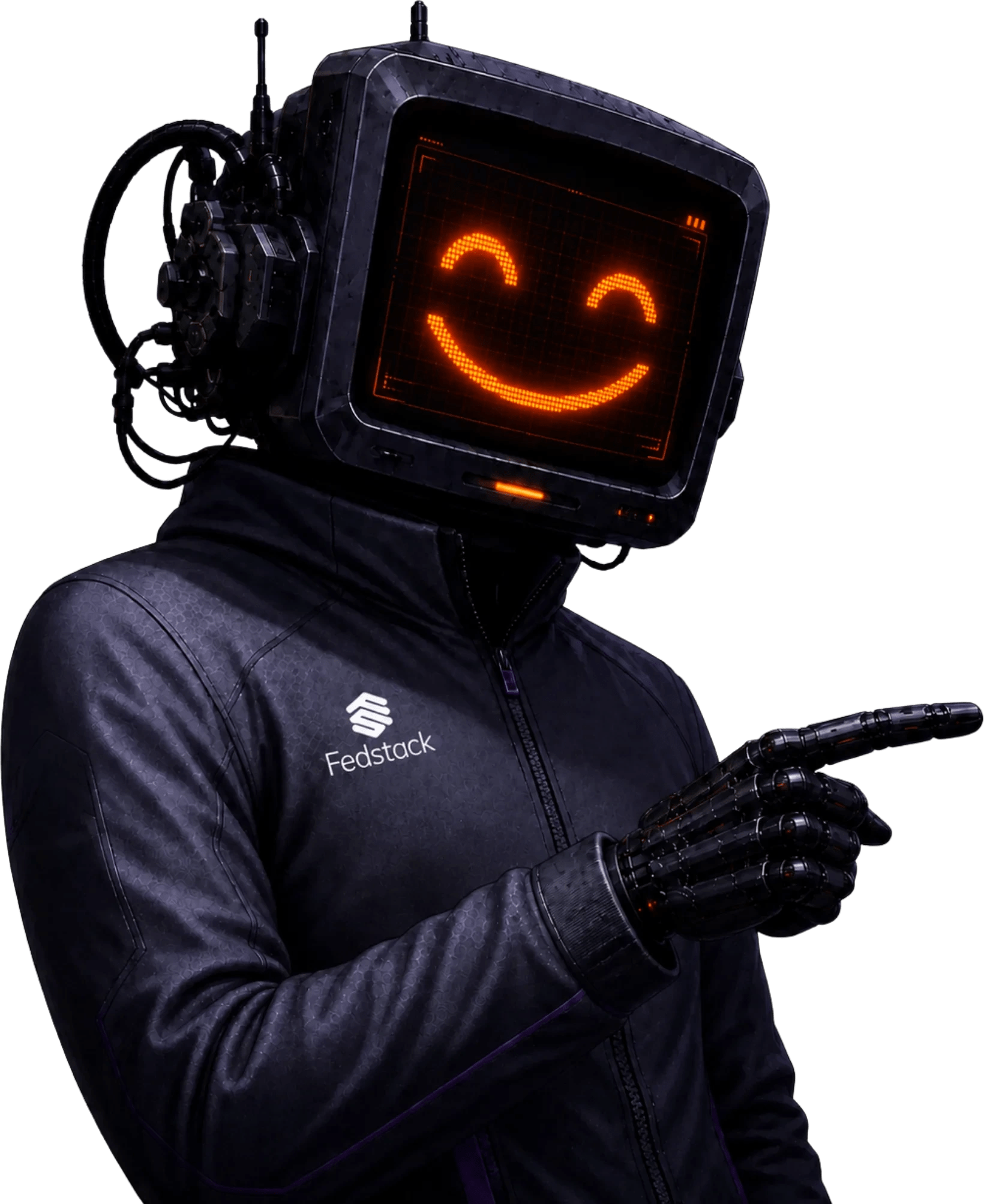 Smiling Fedstack Tech Force mascot