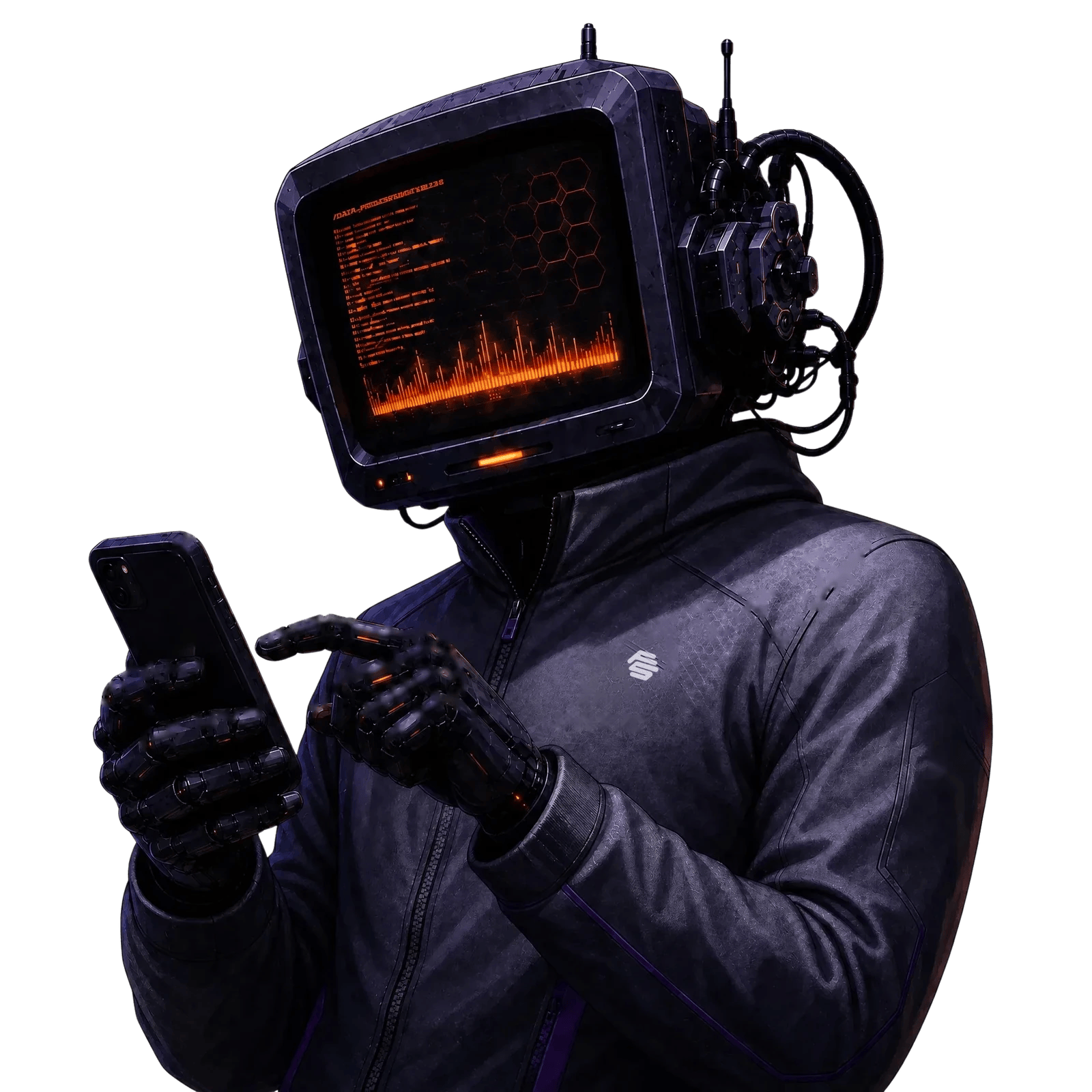 Fedstack robot mascot holding a phone
