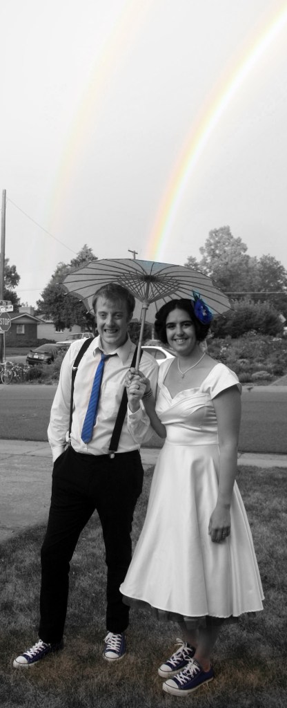 There were actually double rainbows after the ceremony and the rain. Too cute!