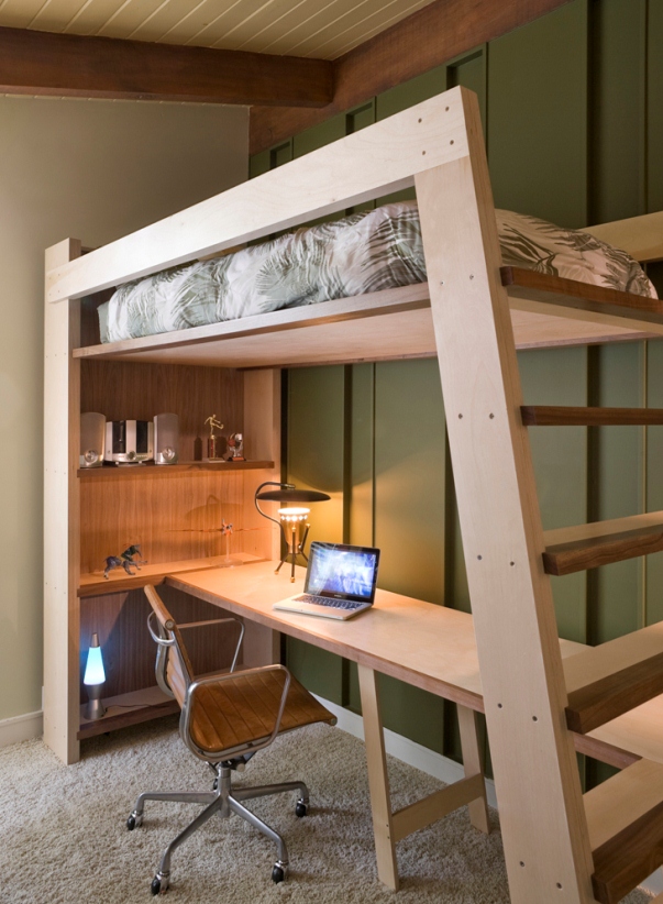 Studio loft bunk bed,white,over desk with metal frame,study heavy metal twin size high loft bed with angled ladder and guard rail for teens, modern metal loft bed frame with desk. 16 Cool Loft Beds That Will Amaze You