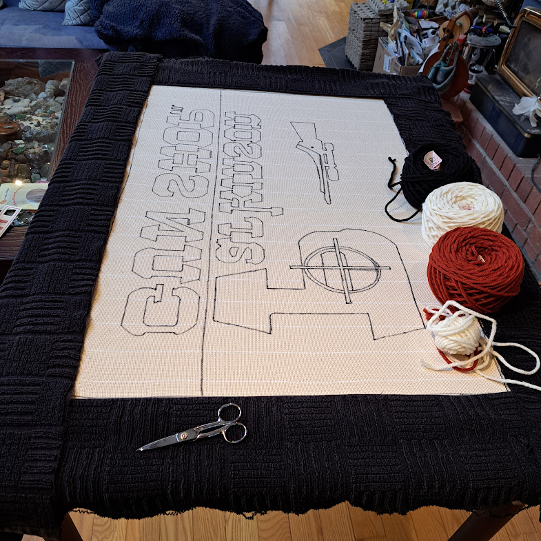 Pattern on the frame and ready to start