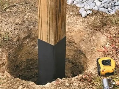 Posts wrapped to help avoid rot