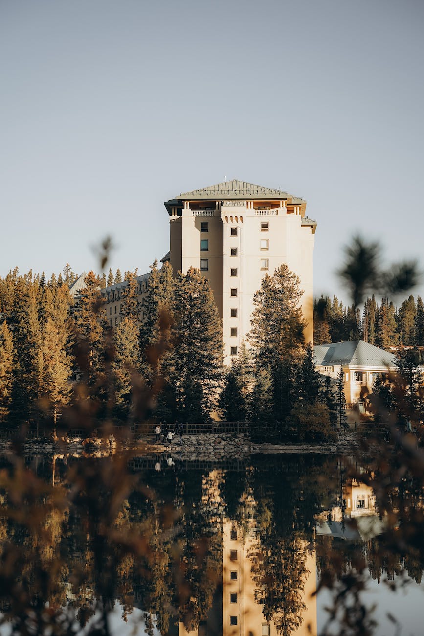 fairmont chateau on the eastern shore of lake louise